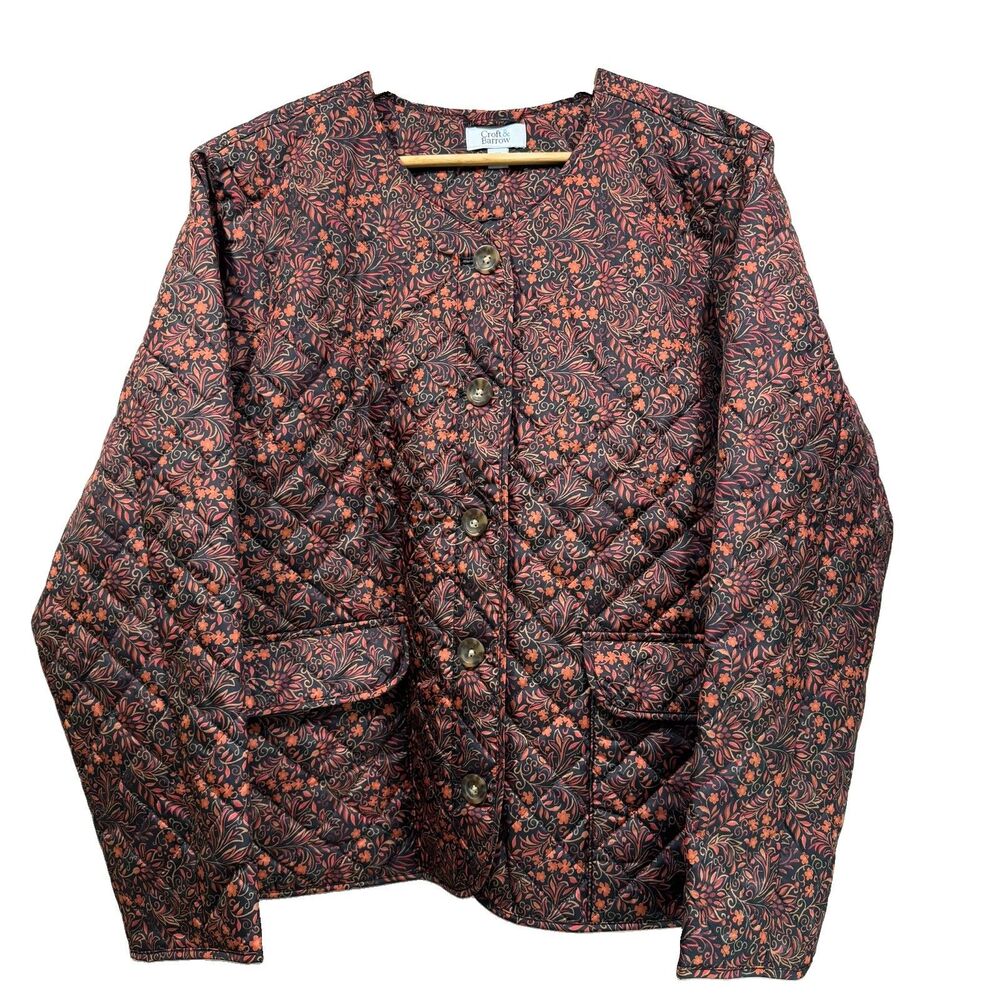 CROFT & BARROW Womens Size XXL Fall Print Quilted Floral Jacket  Long Sleeve